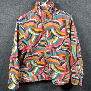 Drapers & Damons Womens PXL Full Zip Jacket Colorful Abstract Print Collared